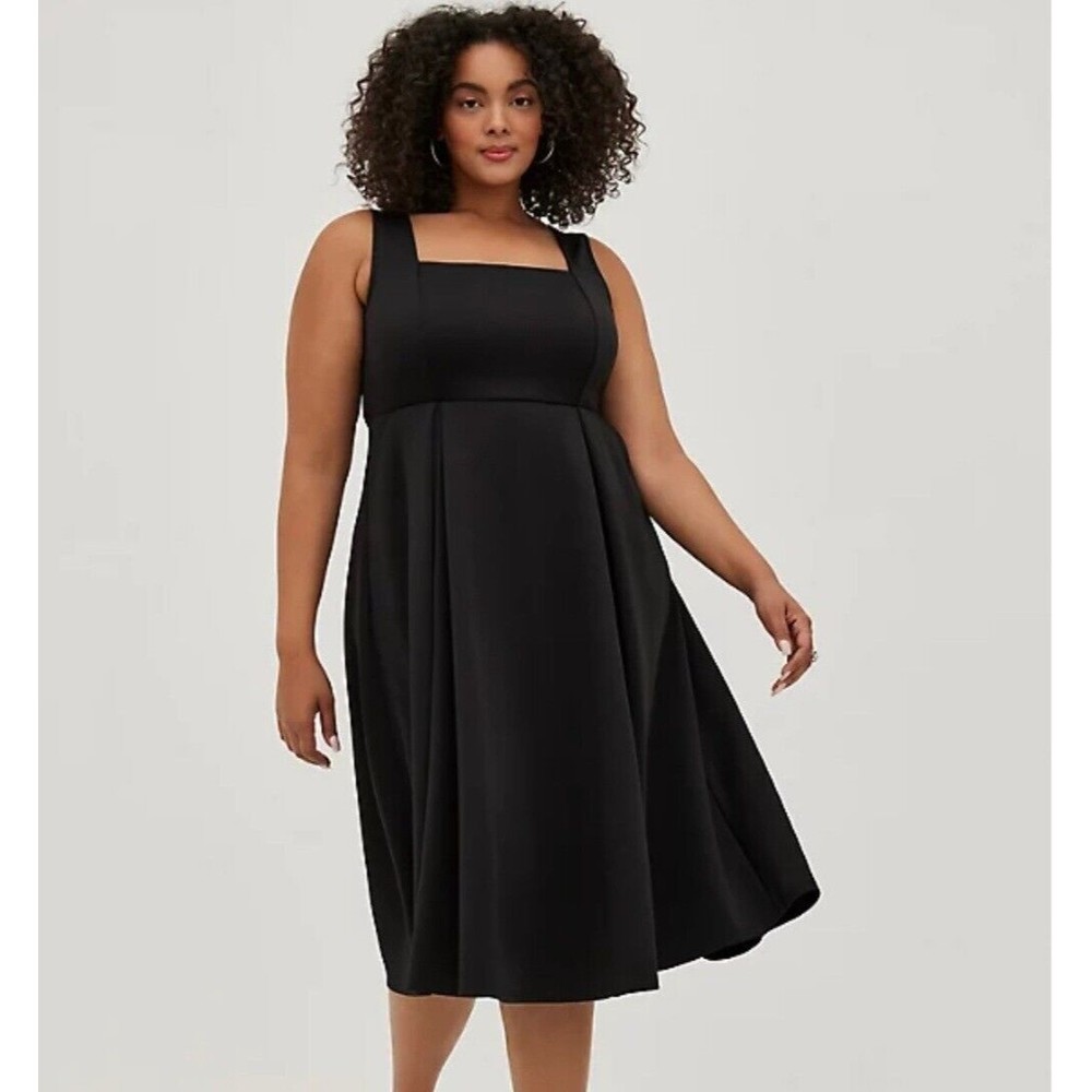torrid Black Square-Neck Midi Dress